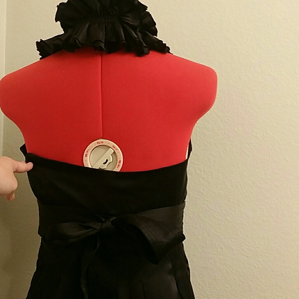 BCBG black satin tie-back halter dress - Picture 3 of 3